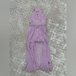 Girls Lavendar Halter Style Romper with Flowing Open Skirt